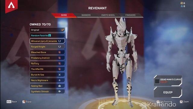 Скин на ревенанта в честь коллекционного ивента в честь аниме 
