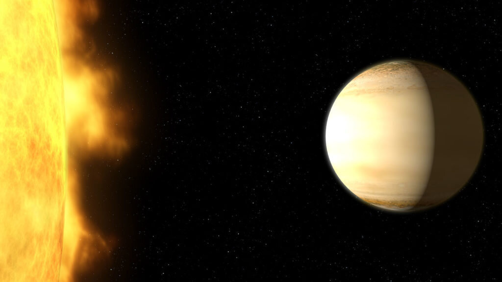    Using Hubble and Spitzer space telescopes, scientists studied the “Hot Saturn” called WASP-39b—a hot, bloated, Saturn-mass exoplanet located about 700 light-years from Earth. By dissecting starlight filtering through the planet’s atmosphere into its component colors, the team found clear evidence for a large amount of water vapor. In fact, WASP-39b has three times as much water as Saturn does. Although the researchers predicted they’d see water, they were surprised by how much they found. This suggests that the planet formed farther out from the star, where it was bombarded by a lot of icy material. Because WASP-39b has so much more water than Saturn, it must have formed differently from our famously ringed neighbor. Александр Шереметьев