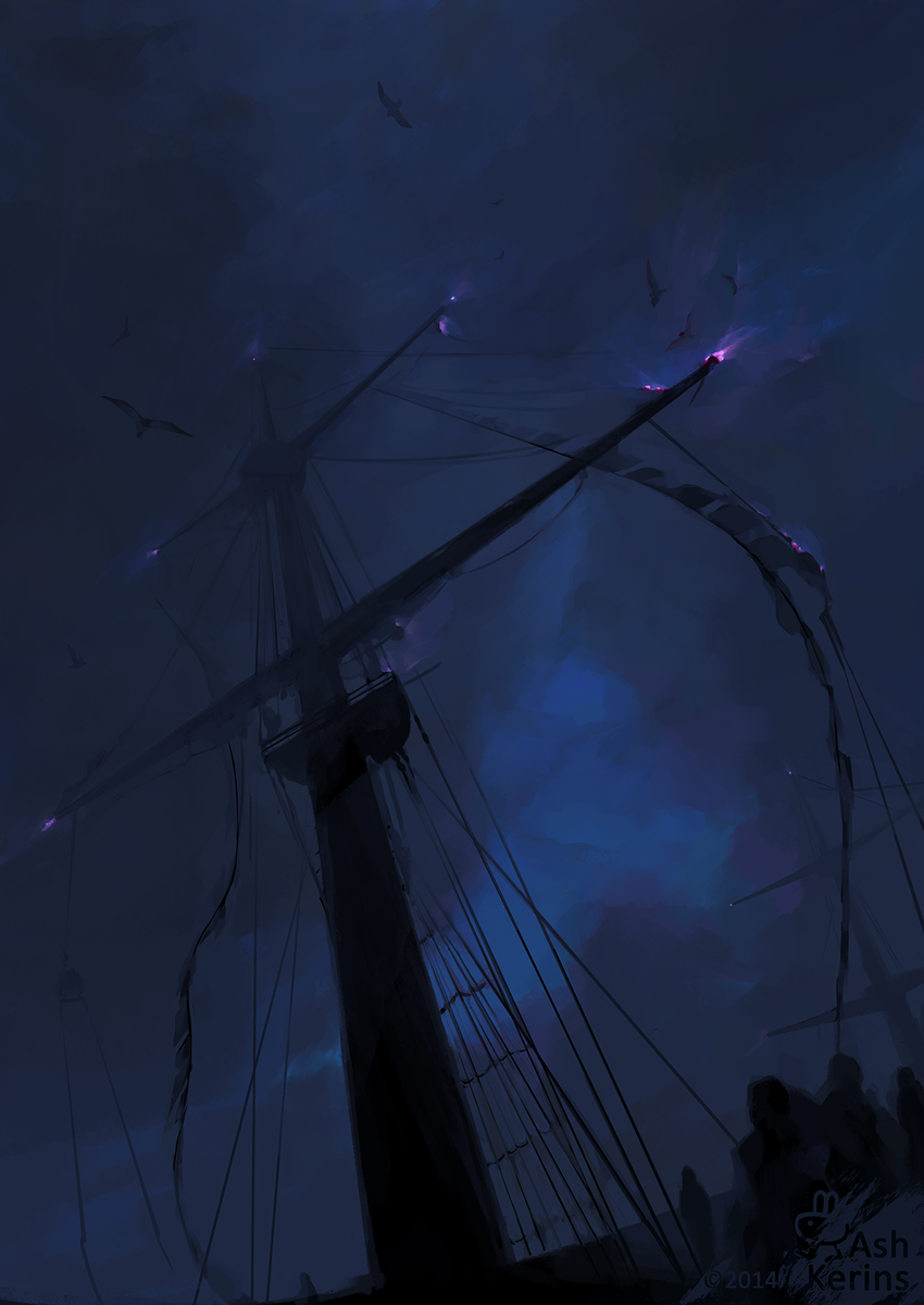 Огни Святого Эльма на мачте корабля