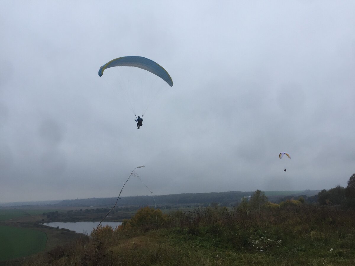 Старт пилотов в Желохово , внизу озеро Тишь.
