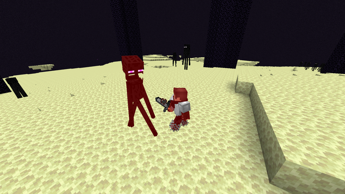 Битва охотника с Эндерменом.