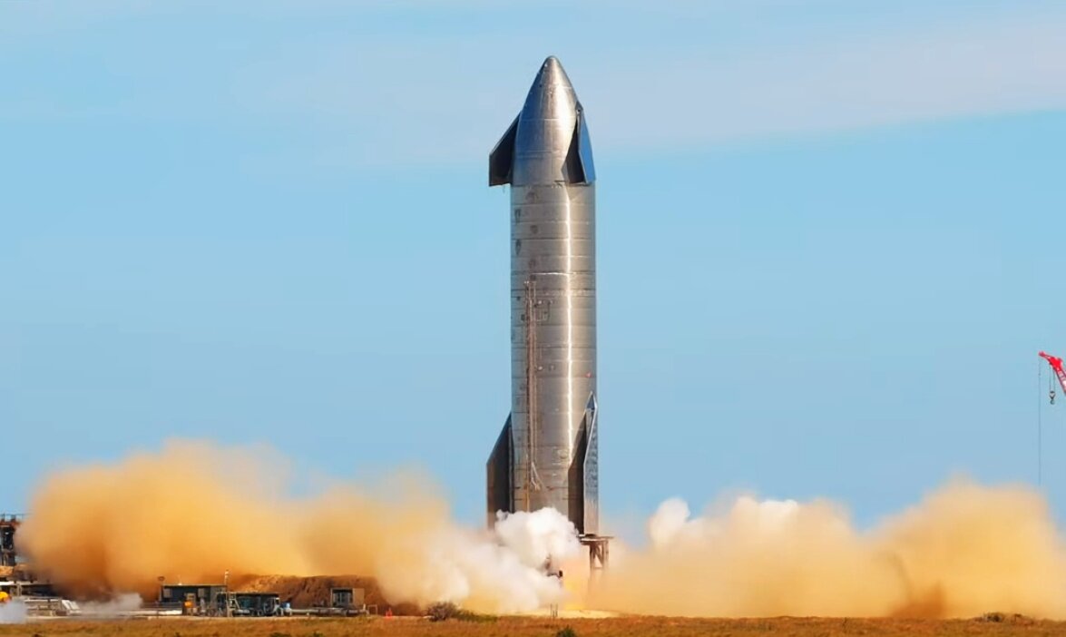  2 за сегодня статический тест прототипа SN9, кадр из трансляции LabPadre