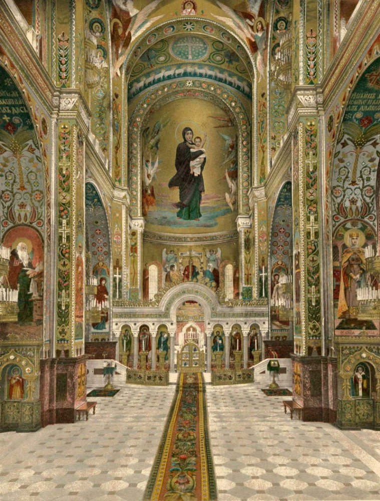 Внутренний вид Собора Св.Князя Владимира. в Киеве. Литография 1898 г.