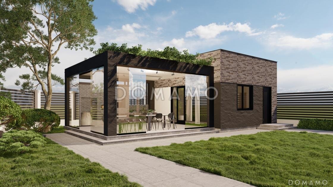 При желании, на террасе можно предусмотреть стеклянные перегородки. 