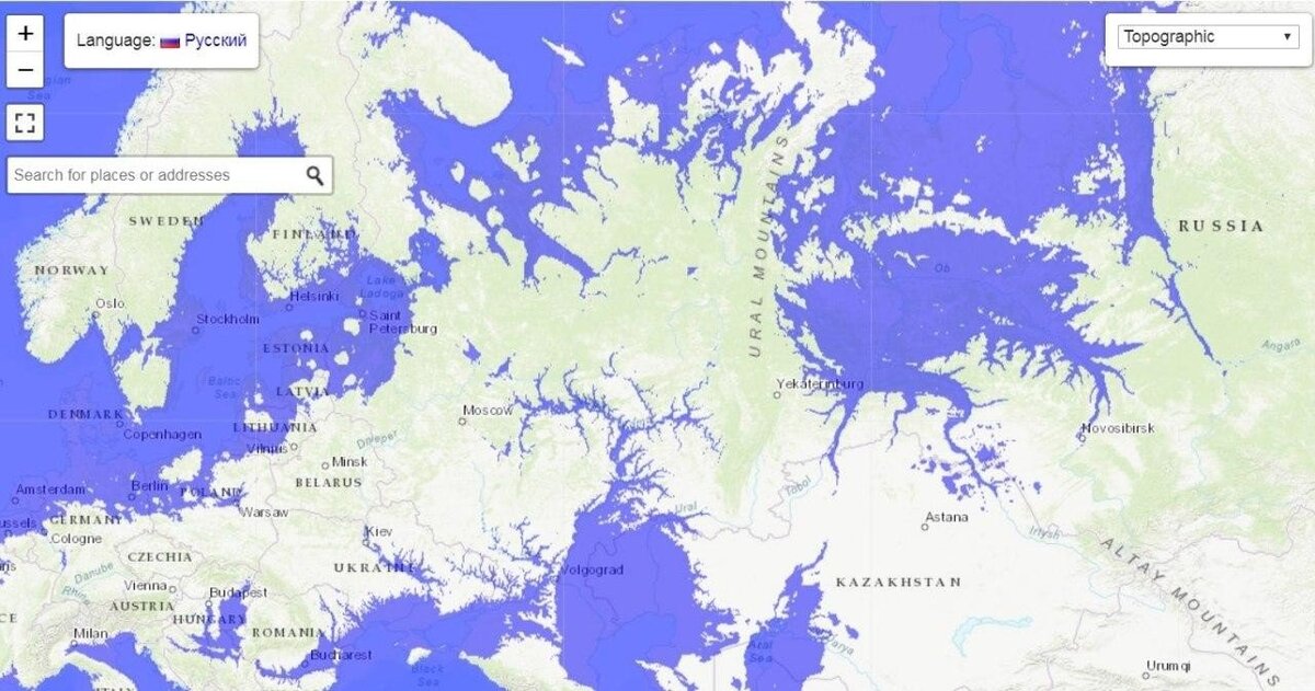 Карта высот над уровнем моря ленинградской области