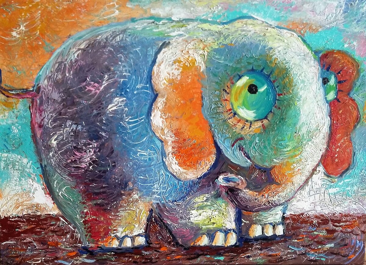 Слон. холст, масло 30х40 см