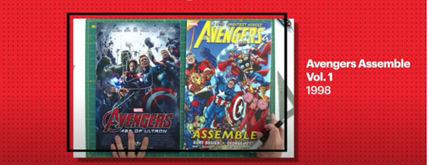 Сравнение кинопостера и обложки комикса Avengers Assemble Vol 1 1998 