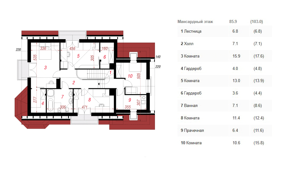 Проект дома 209 м2 с эркером, гаражом, балконом и террасой - SK-41 