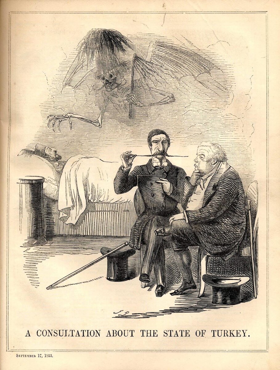 Франция и Англия совещаются, а призрак России нависает над больным султаном Турции в ожидании распада Османской империи.