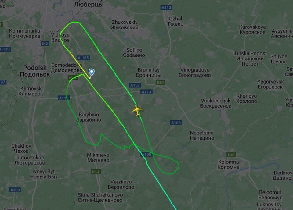     Самолет провел в воздухе на 40 минут больше. Скрин с сайта flightradar24.com.