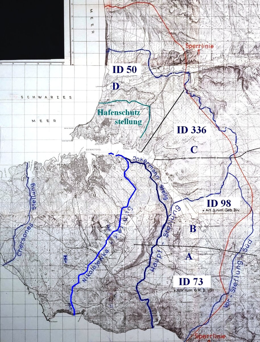 Рубежи и сектора немецкой обороны