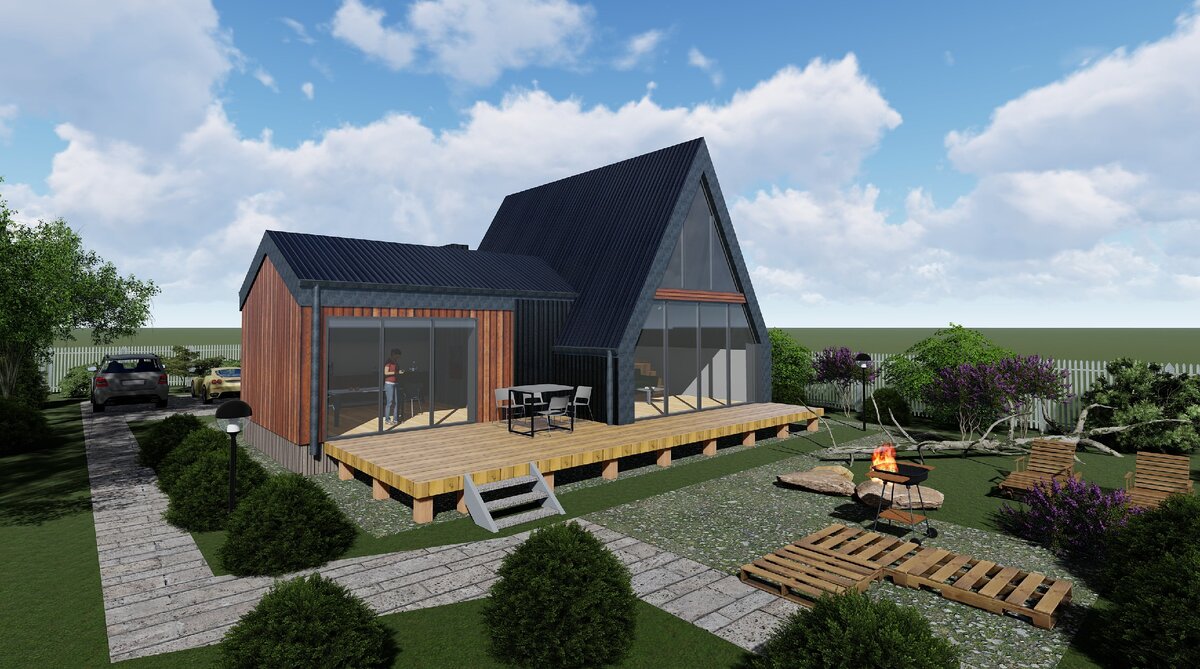 Пример компактного дома  с тремя спальнями  по версии LAW Architect