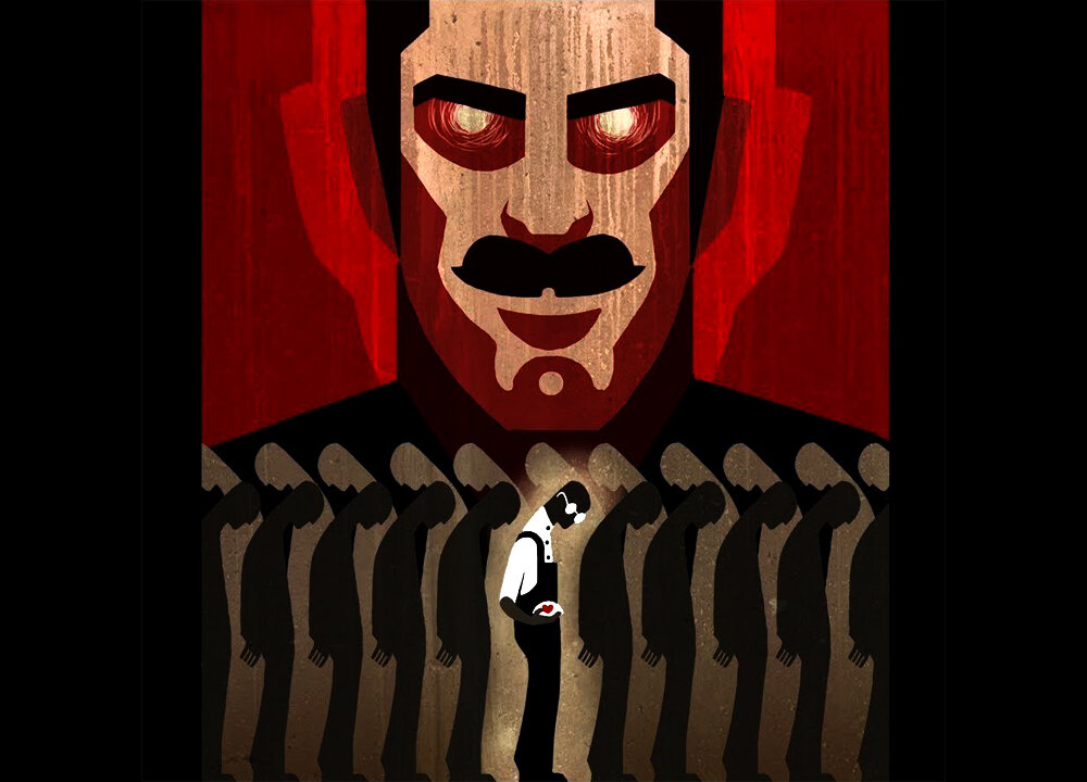 Иллюстрация к книге Джорджа Оруэлла "1984" прекрасно отражает принцип тоталитаризма.