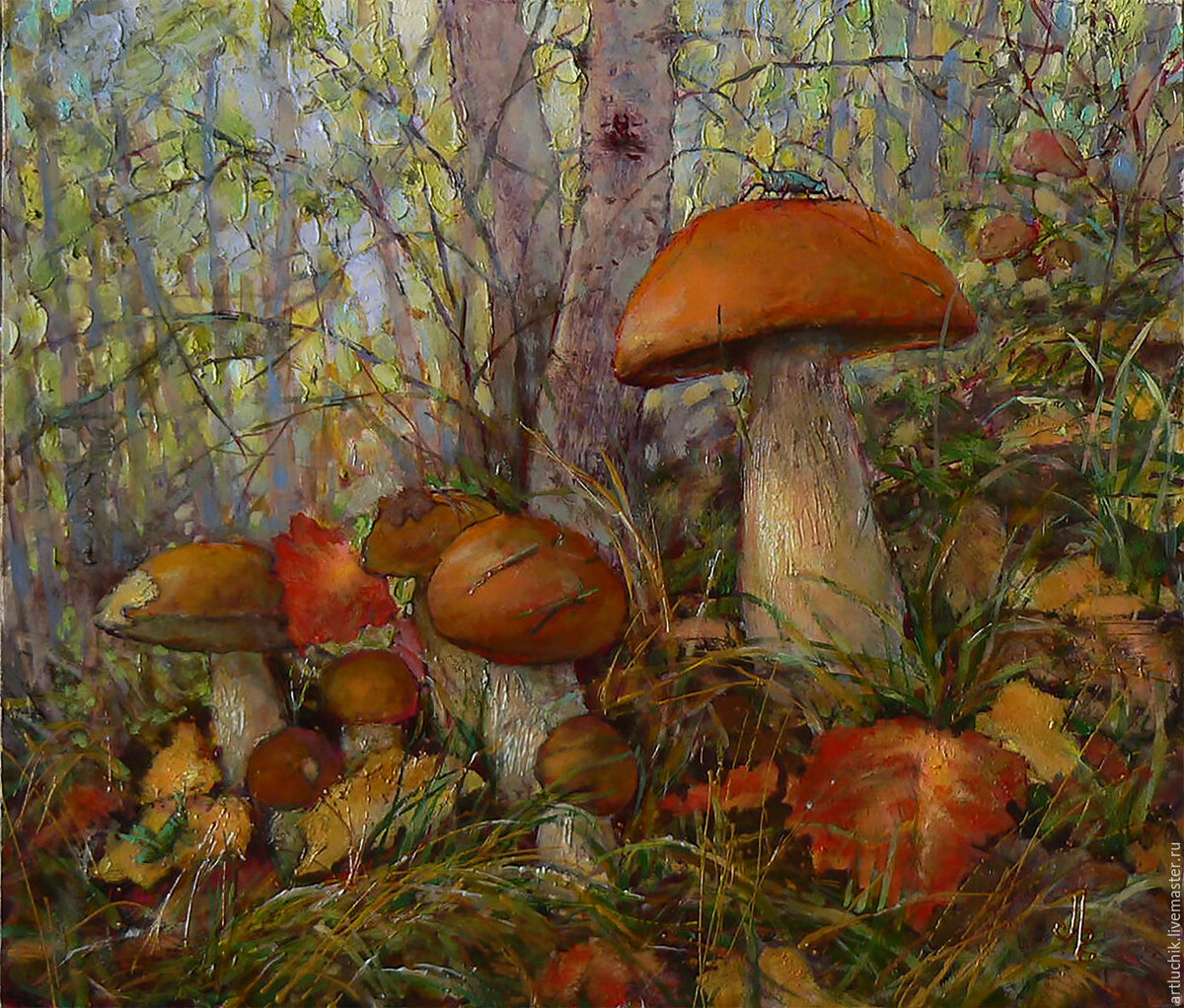 Август грибы живопись