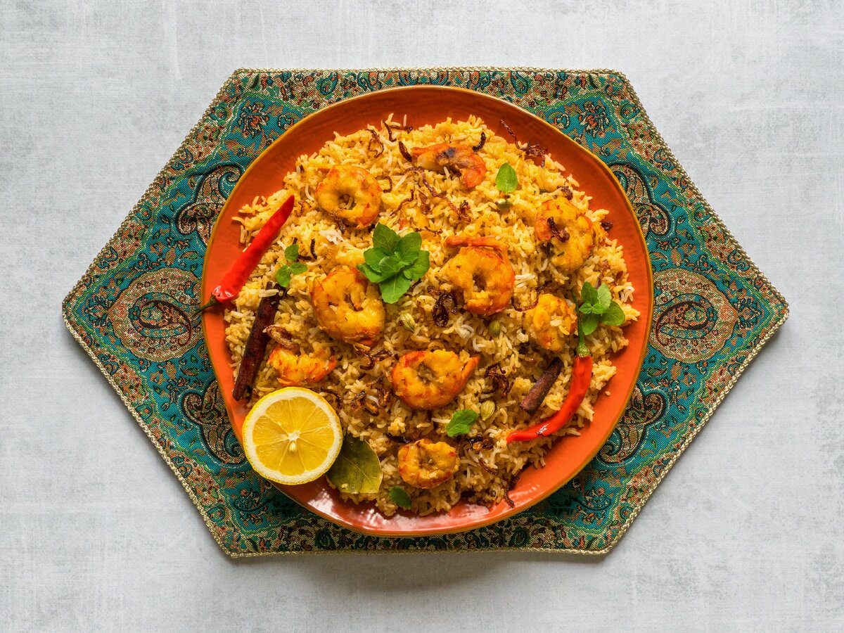 Плов с креветками