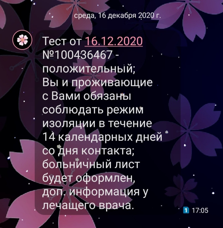 Вот та самая СМС.