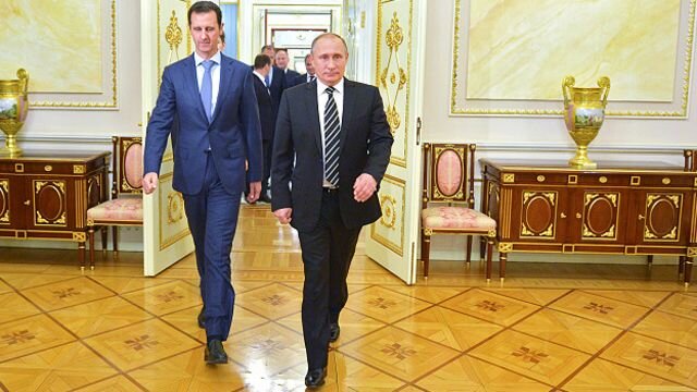 В. Путин и Б. Асад на переговорах в Москве. 