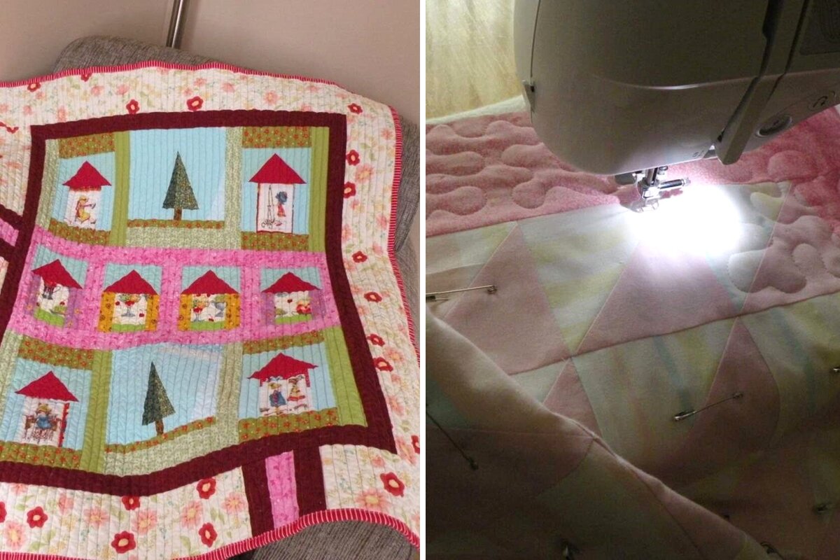 Слева - простая машинная стёжка, справа - свободно-ходовая