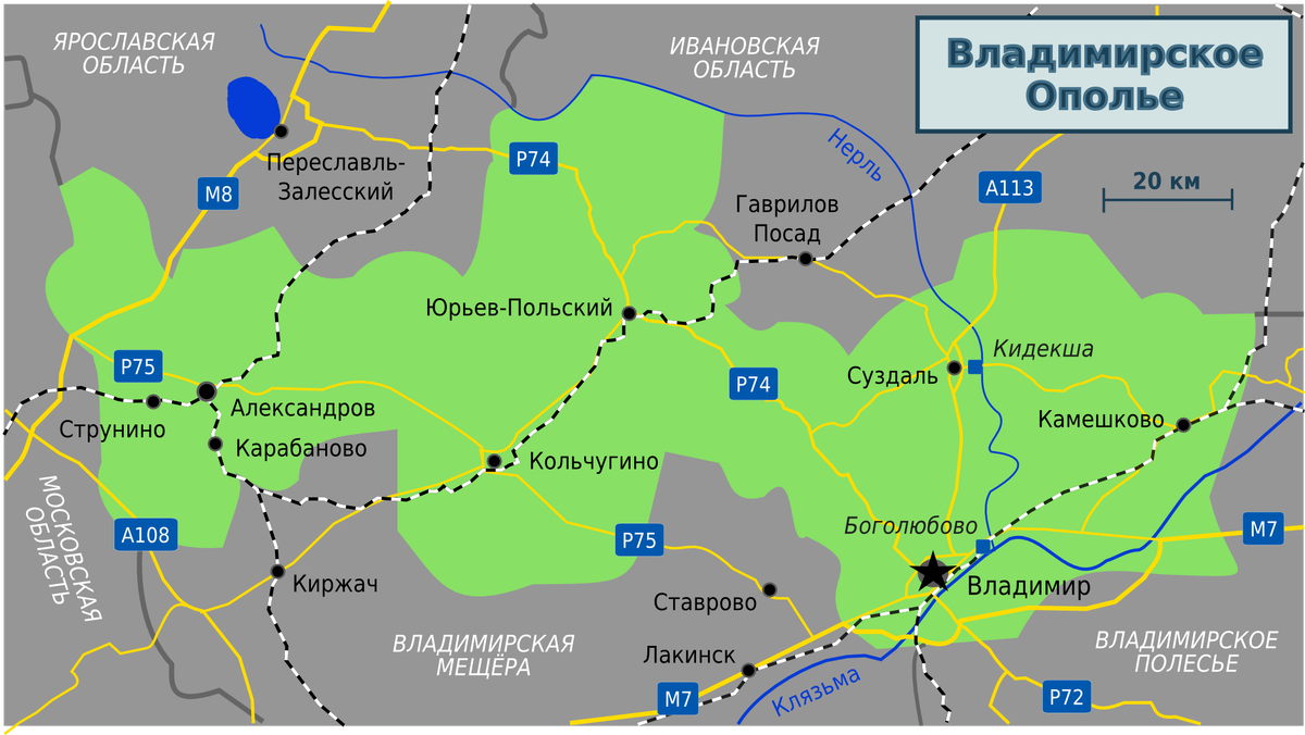 Карта ивановской и владимирской областей