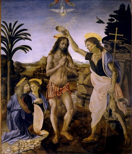 Верроккьо и ученики "Крещение Христа". Флоренция, 1472-1475.