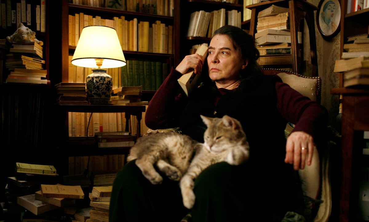 Мишель и кот Лев. Кадр из фильма «Ёжик» (2009)