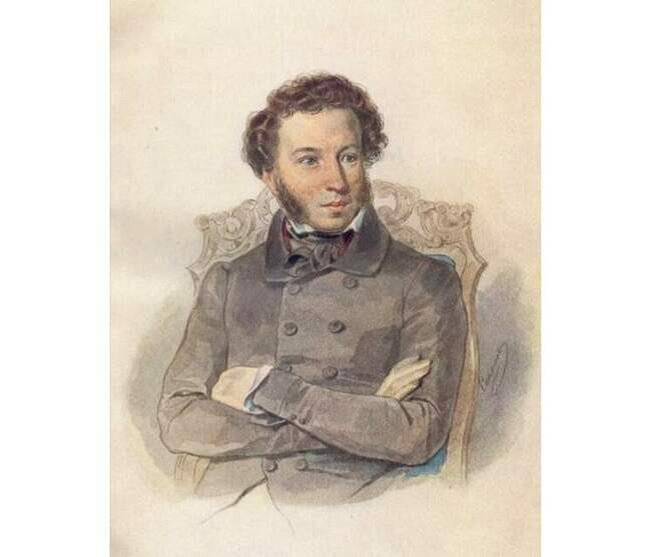 Портрет Пушкина, акварель П.Соколова