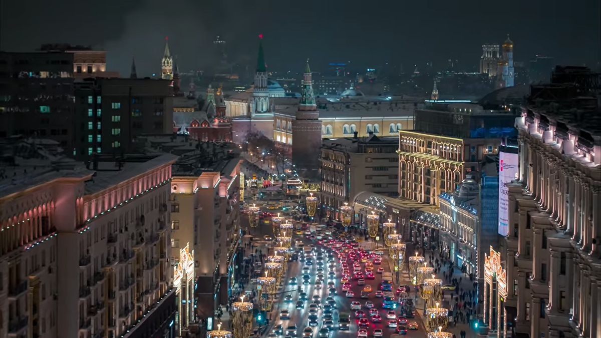 из видеоролика о новогодней Москве