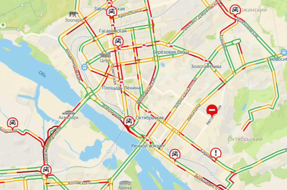 Пробки в новосибирске на данный момент карта