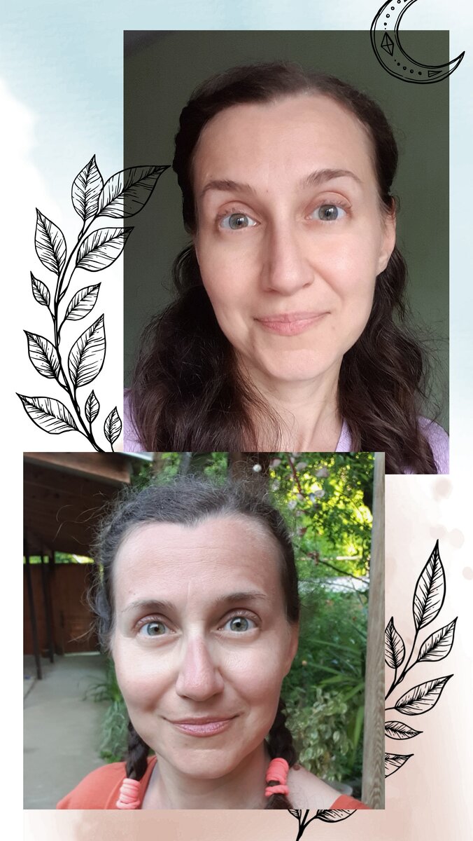 Верхнее фото - ПОСЛЕ прохождения протокола. Нижнее ДО. Результаты вижу: ушли отеки, "открылись" глаза, разгладились неоктрые морщины😀