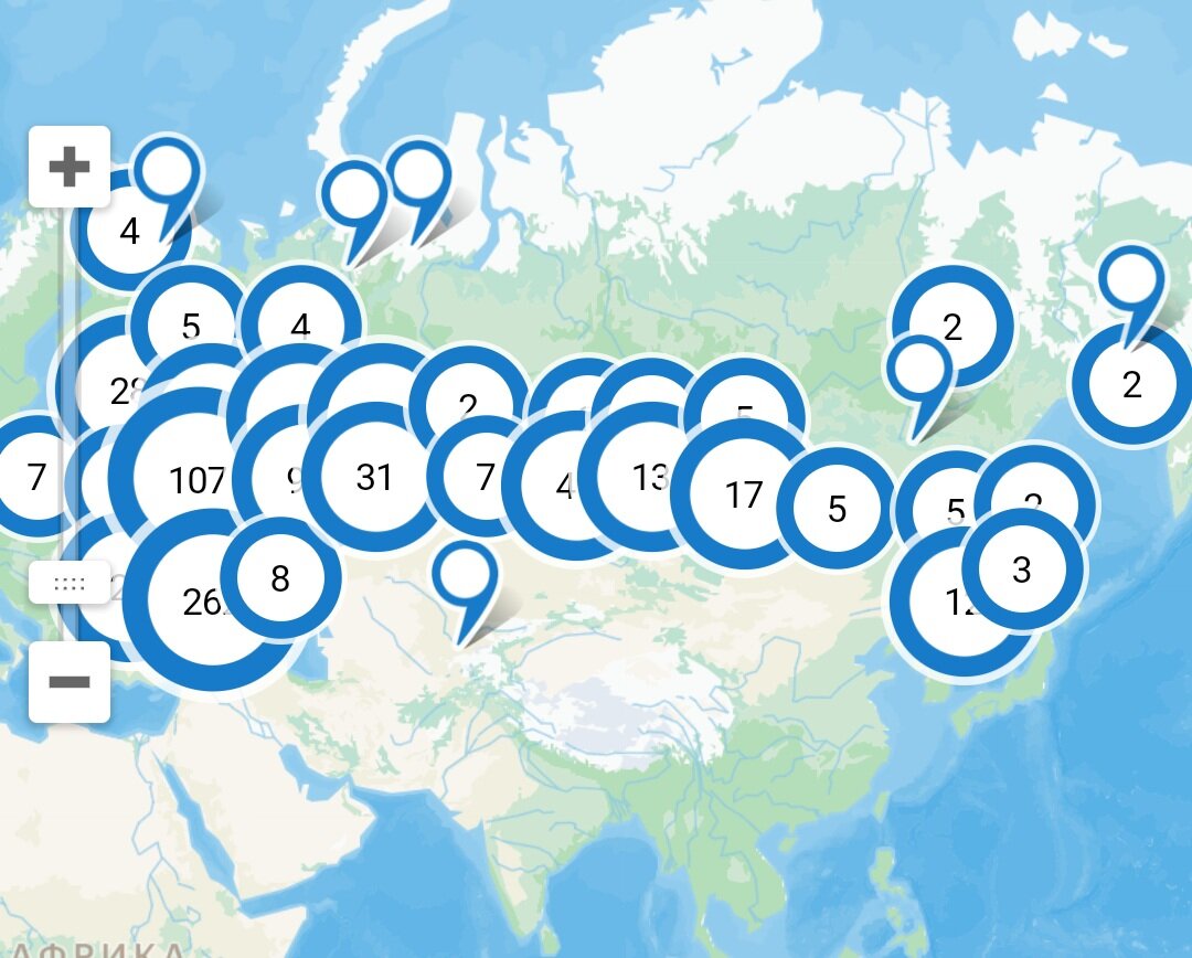 Карта санаториев России. Источник: 
 https://sanatoria.ru/map.php