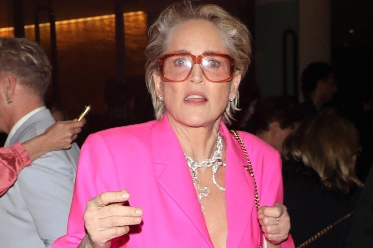     Рюши вместо юбки: Шэрон Стоун в наряде цвета «взбесившейся Барби» стала звездой вечеринки