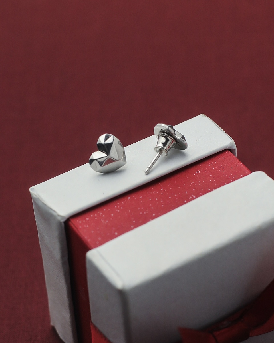 Серьги Сердечки из серебра 925 пробы