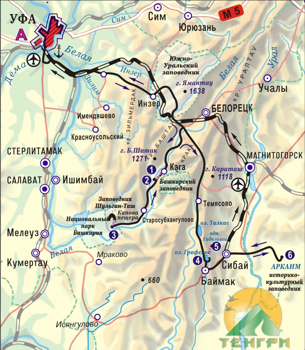 Карта гор на аркаиме