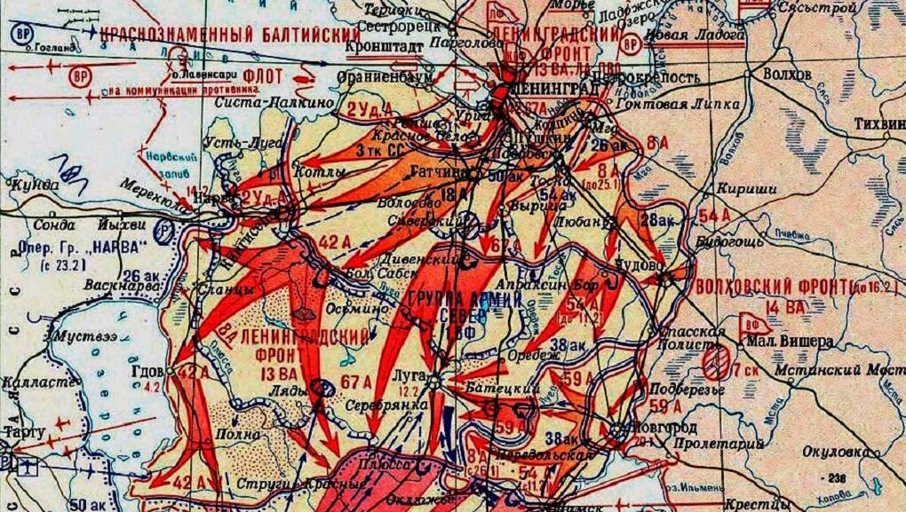 Карта наступления немецких войск на ленинград