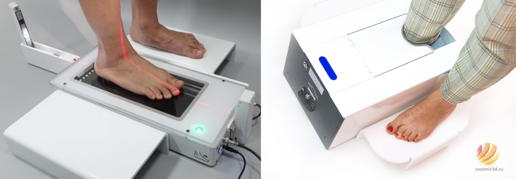 На левой фотографии ортопедический 3D сканер ScanPod3D UPOD-S, на правой ортопедический 3D сканер ScanPod3D UPOD-S