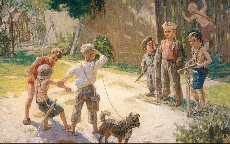 Фёдор Решетников, "Достали языка".  Страшно то как. Все при оружии. 