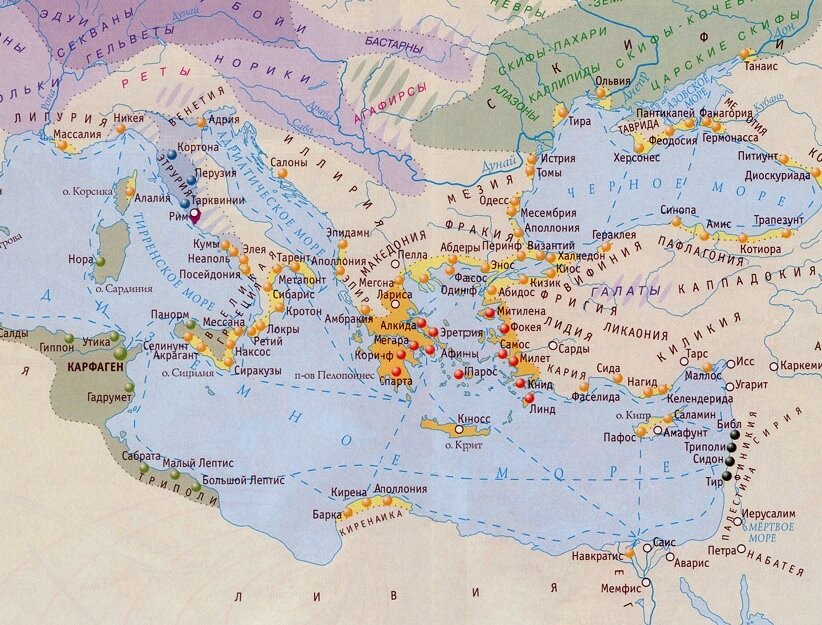 Карта средиземного моря в древности