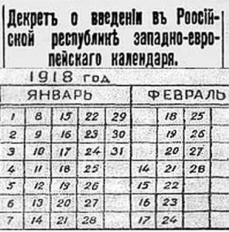 Календарь на 1918 год День в истории. Декрет о "западно-европейском календаре" Александр Майсурян Дзен