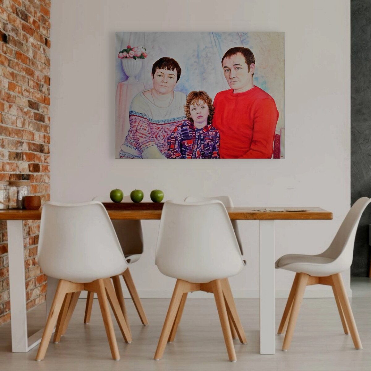 Портрет маслом Семья 3 человека