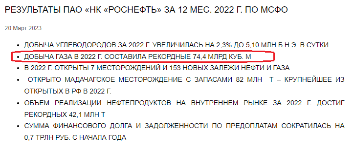 Результаты Роснефти за 2022 год