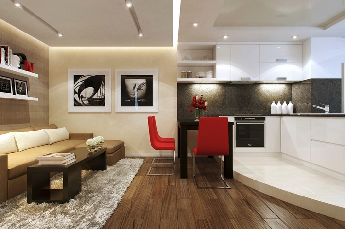 
кухня совмещенная с гостинной