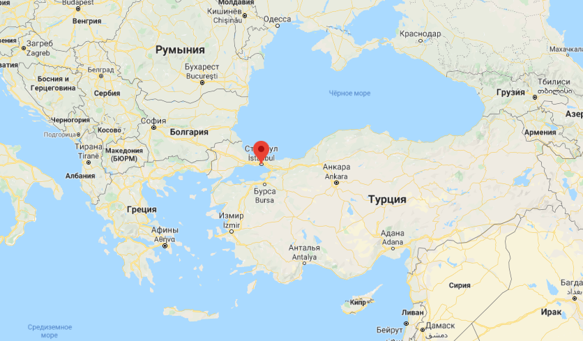 Расположение Стамбула на карте