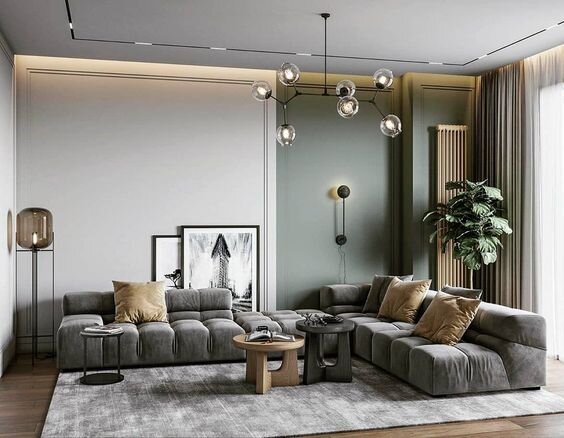 Сдержанное цветовое решение гостиной