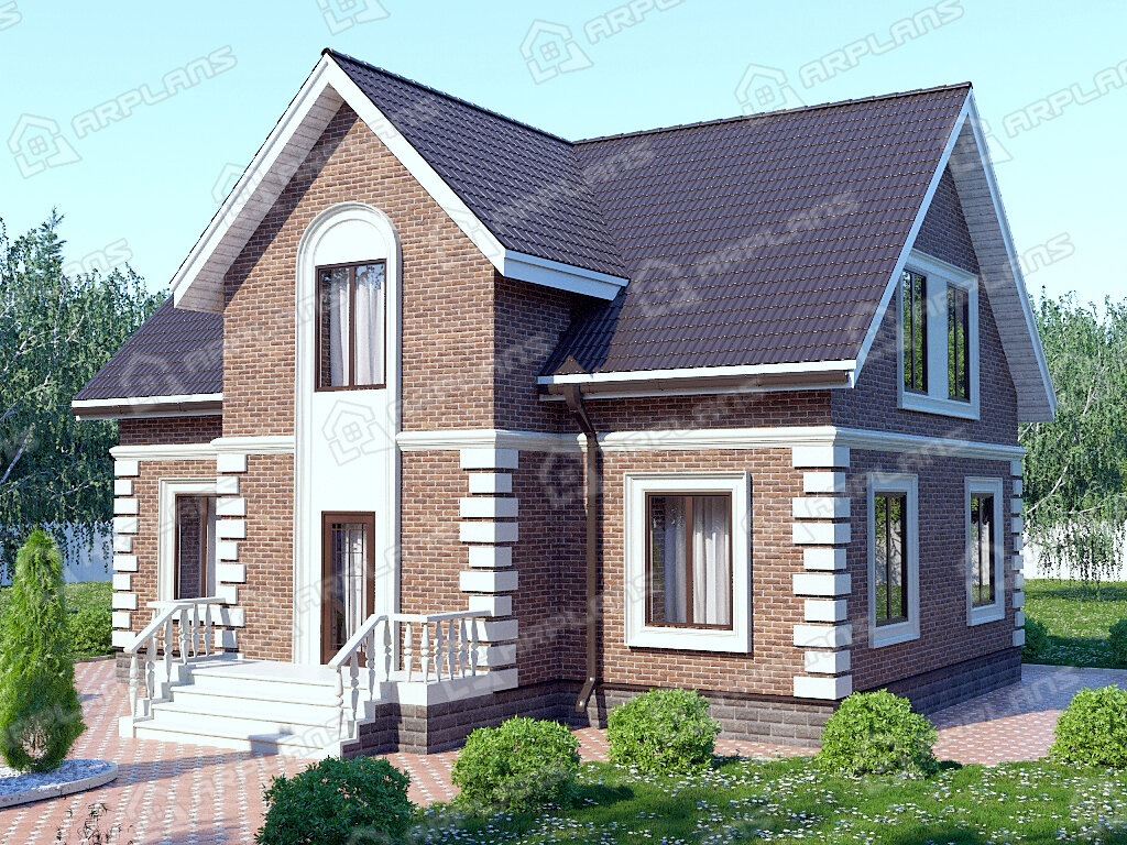 Фото 1 двухэтажного дома из газобетона с мансардой, 4 спальня. 170 кв м. Источник arplans.ru Проект К-116