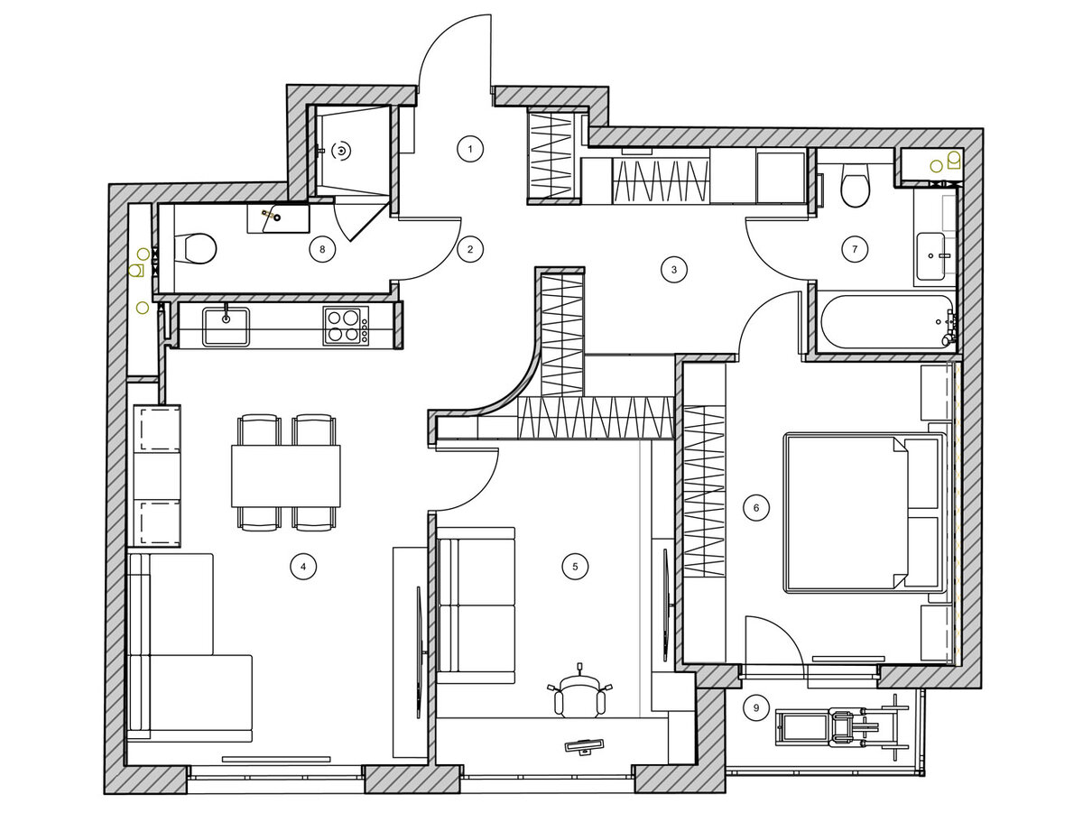 Новая планировка трехкомнатной квартиры 77 м² в ЖК "Silver", Москва