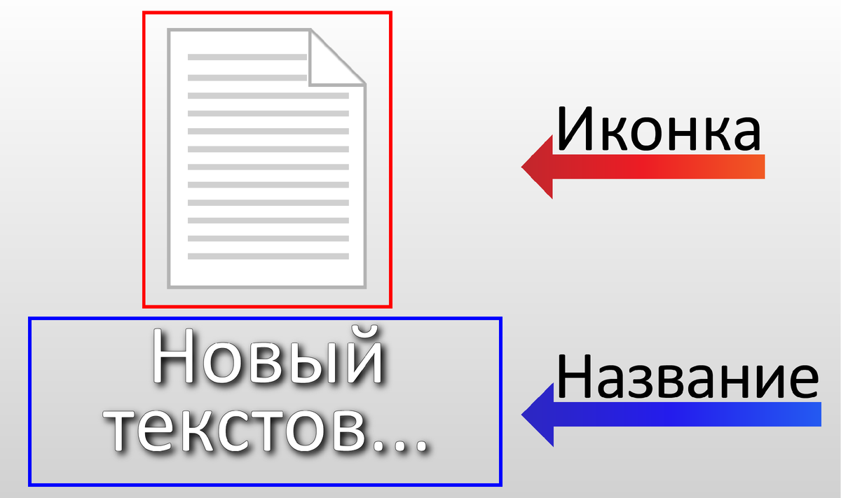 Так, мы видим Иконку и название файла с троеточием в конце. Троеточие означает неполное название файла.