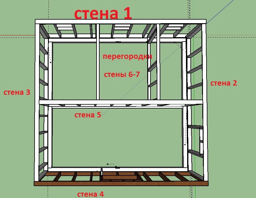 Чертеж каркаса для бани