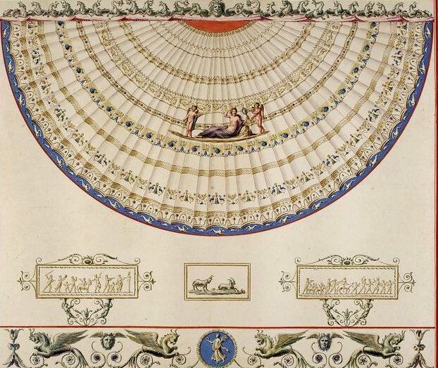Росписи стен Золотого дома. Зарисовка орнамента с натуры с восстановлением утрат. Фото — Muzeum Narodowe w Warszawie