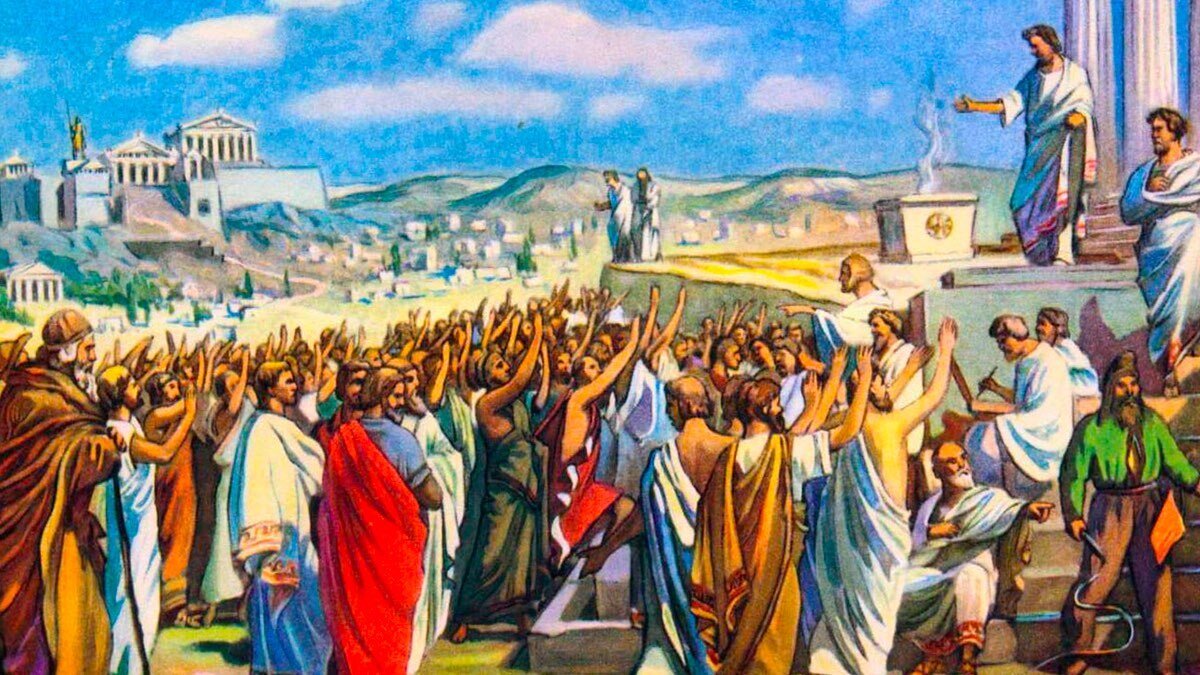 Афинская демократия времен Древней Греции. Массовостью, честно говоря - не пахнет :)