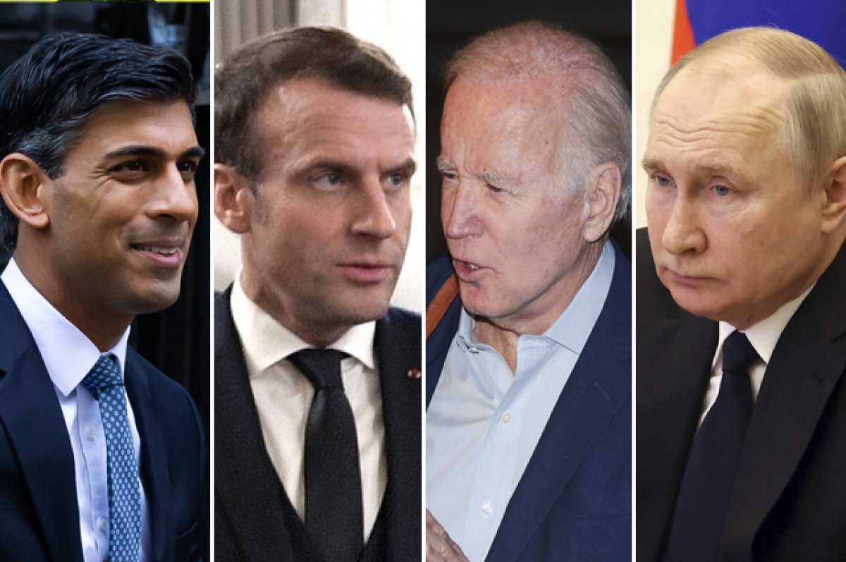    Риши Сунак, Эммануэль Макрон, Джо Байден, Владимир Путин